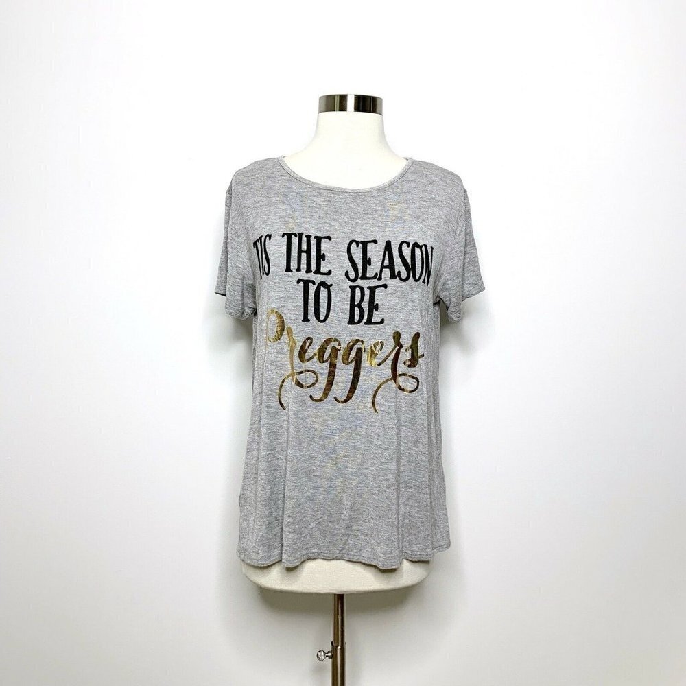 Gaze Womens Top Medium Gray Tis The Season To‎ Be Preggers